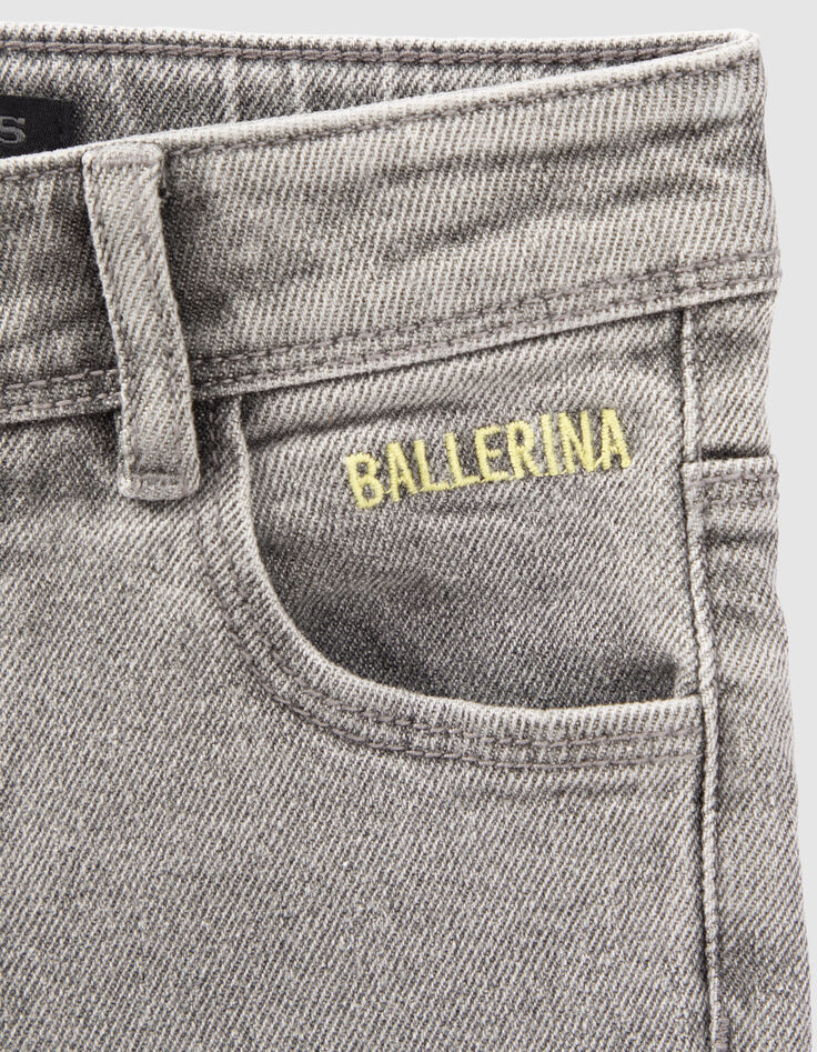 Jean WIDE LEG gris &agrave; revers fixes frang&eacute;s fille-4