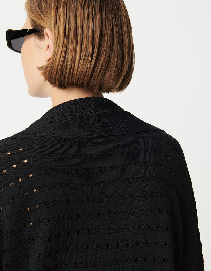 Cardigan noir tricot ajourés Femme-4