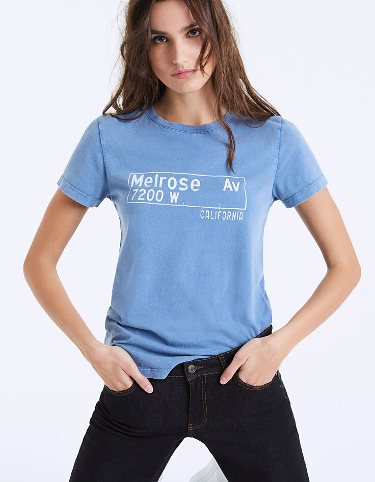 Tee-shirt en coton visuel "Melrose Avenue" femme-1 Tee-shirt en coton visuel "Melrose Avenue" femme-1