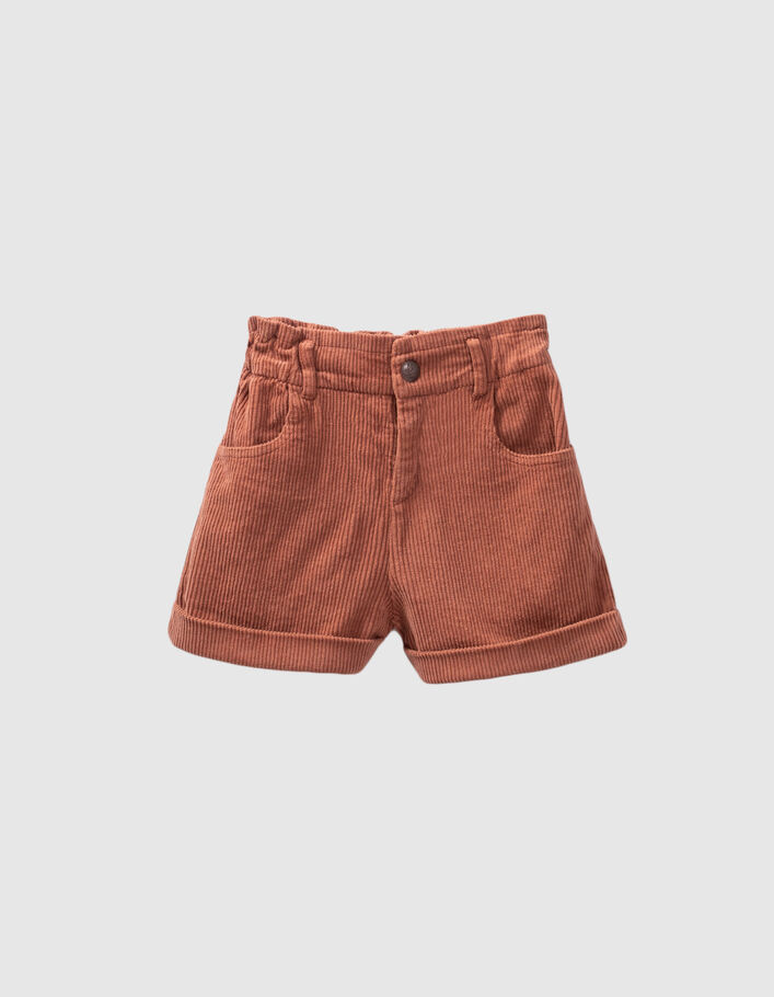 Girls' copper pink corduroy PAPER BAG shorts