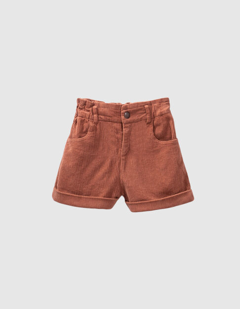 Girls’ copper pink corduroy PAPER BAG shorts