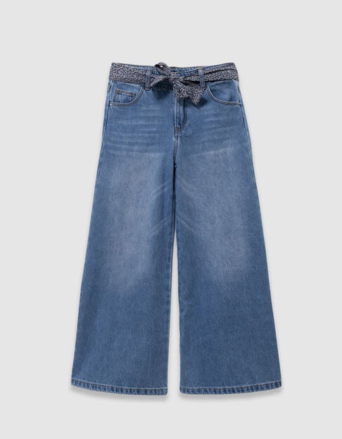 Vaqueros anchos azules cinturón pañuelo leopardo niña - IKKS