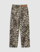 Jean droit marron &agrave; motif l&eacute;opard Anders Femme-8