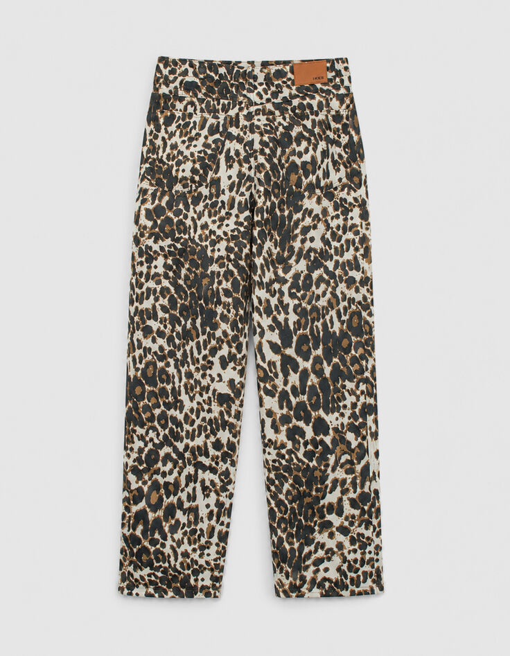 Jean droit marron &agrave; motif l&eacute;opard Anders Femme-8