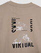 Camiseta beige algodón diseño maxi espalda niño-5