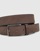 Ceinture dark choco en cuir perforé Homme-2
