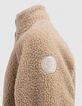 Cárdigan beige sherpa reciclado bolsillos cremallera niño-6