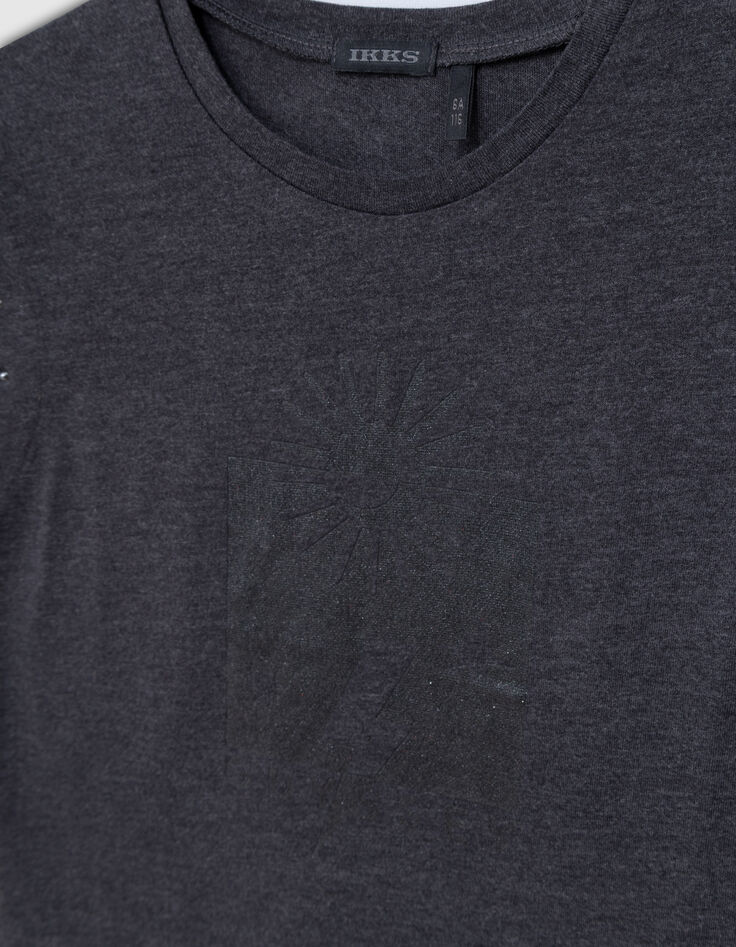Graues Mädchen-T-Shirt mit Glitzermotiven und Nieten-5