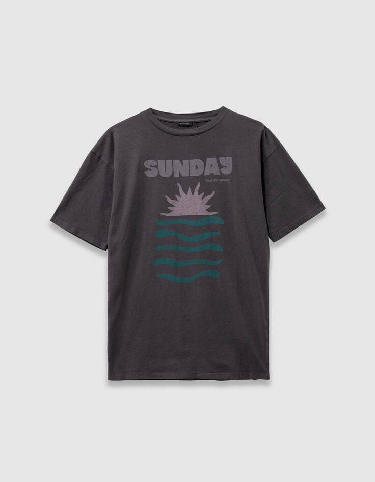 Camiseta gris algodón oversize mensaje niña-1