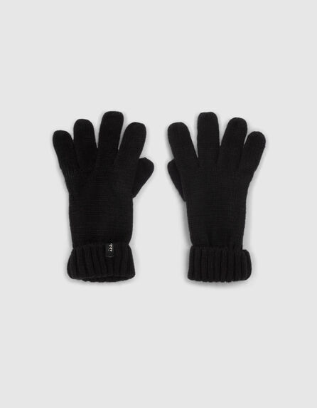 Zwarte gebreide handschoenen glitters meisjes 