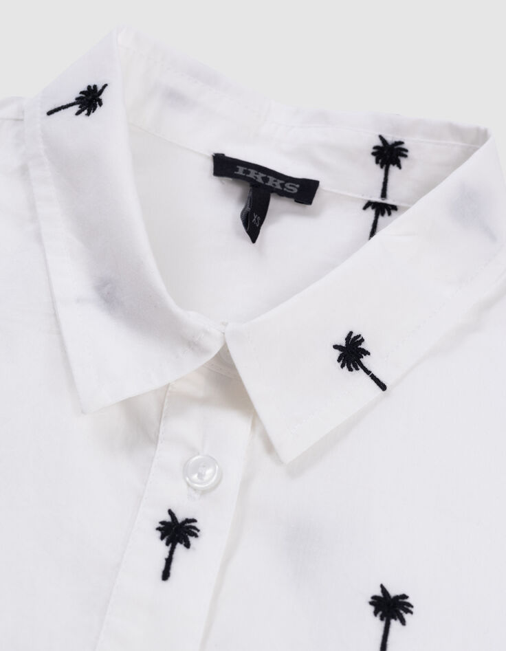 Camisa blanca cropped bordados palmeras niña-7