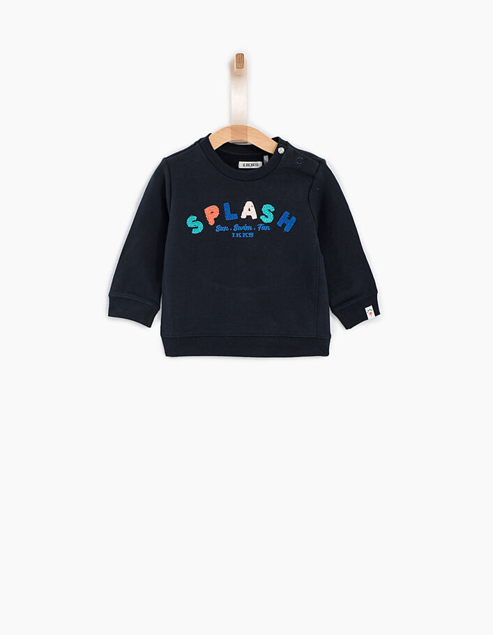 Navy sweater met Splash in bouclé babyjongens  - IKKS