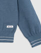 Sudadera de punto azul para niño con mensaje bordado-3