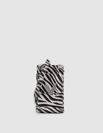 Telefoonhoes 111 ecru canvas zebrapatroon Dames - IKKS