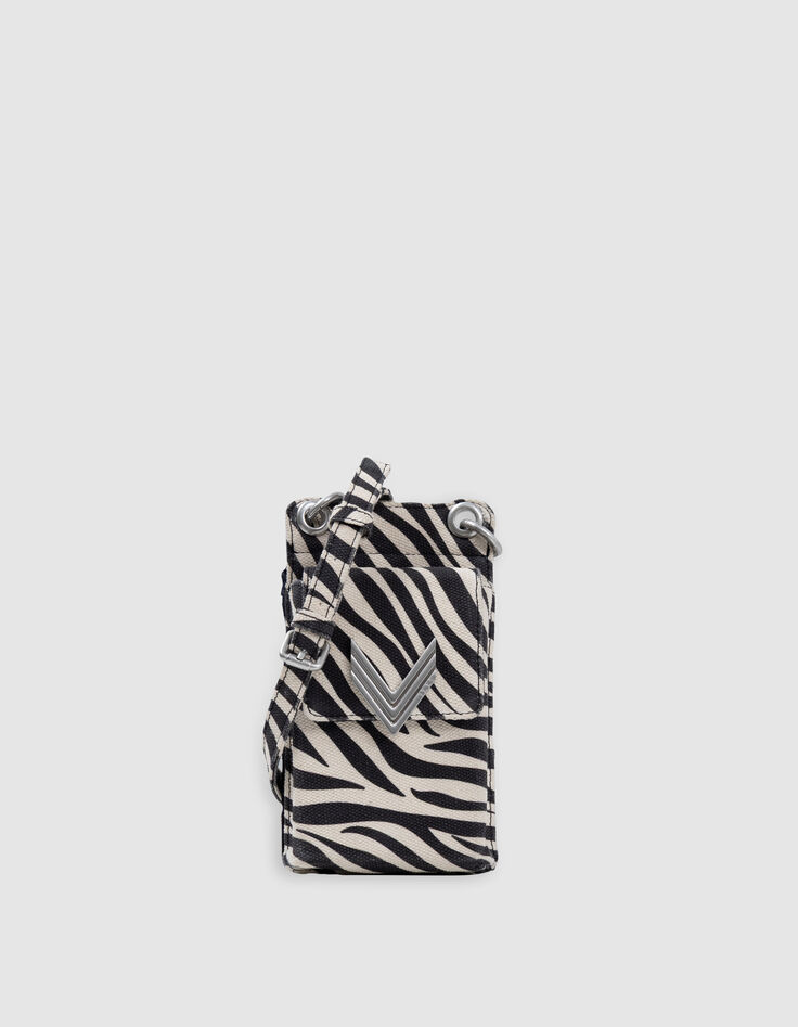Telefoonhoes 111 ecru canvas zebrapatroon Dames-1