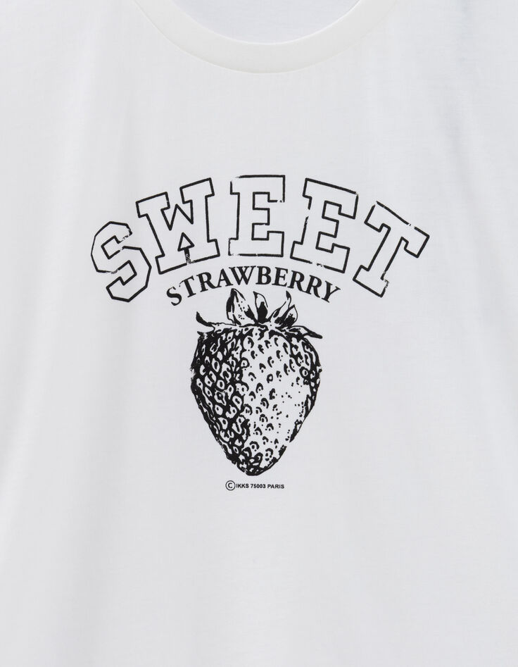 White short-sleeved T-shirt, strawberry image-6