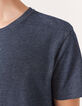 Tee-shirt bleu foncé jacquard faux-uni Homme-5