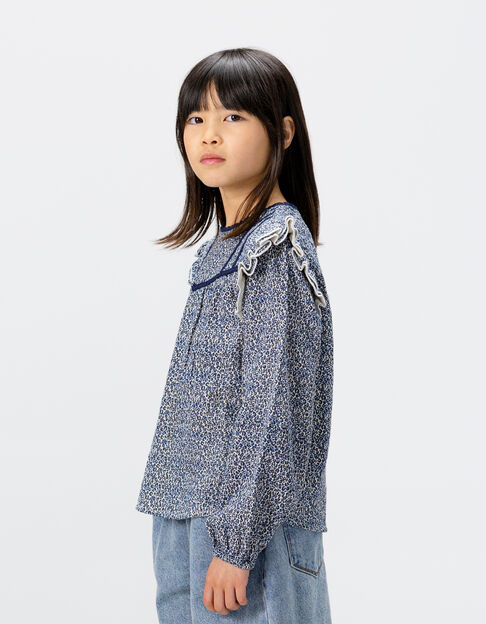 Blouse marine imprimé léopard-noeuds fille - IKKS