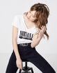 Weißes Damen-T-Shirt aus Baumwollmodal mit Nirvana-Motiv-1
