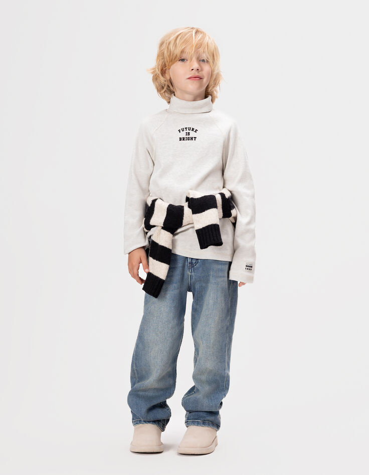 T-shirt manches longues gris col roulé garçon-3