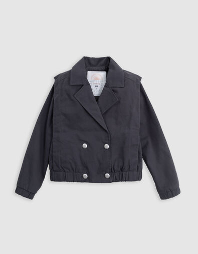 Cazadora corta gris maxi bordado espalda ni&ntilde;a - IKKS