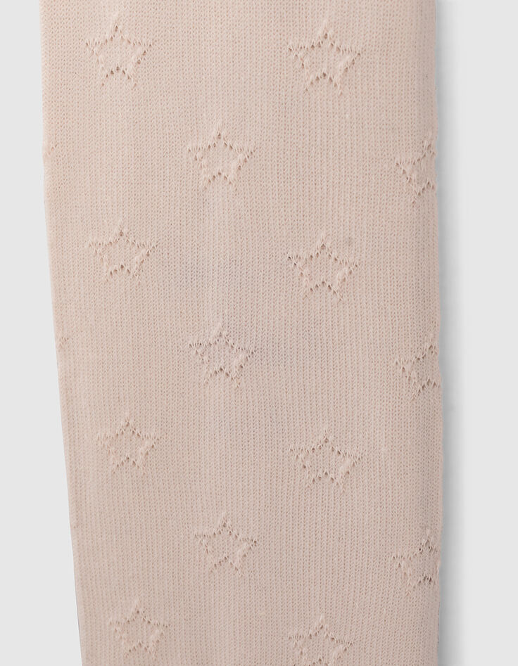 Collants rose pâle en tricot ajouré étoiles fille-2