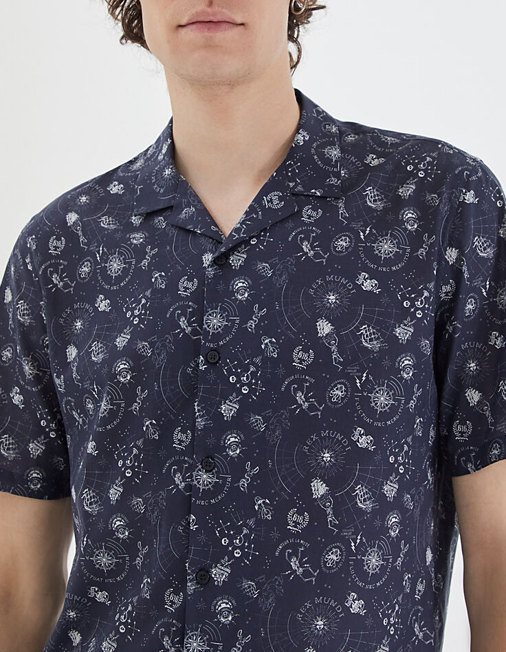 Camisa REGULAR marino estampado tattoos Hombre-5