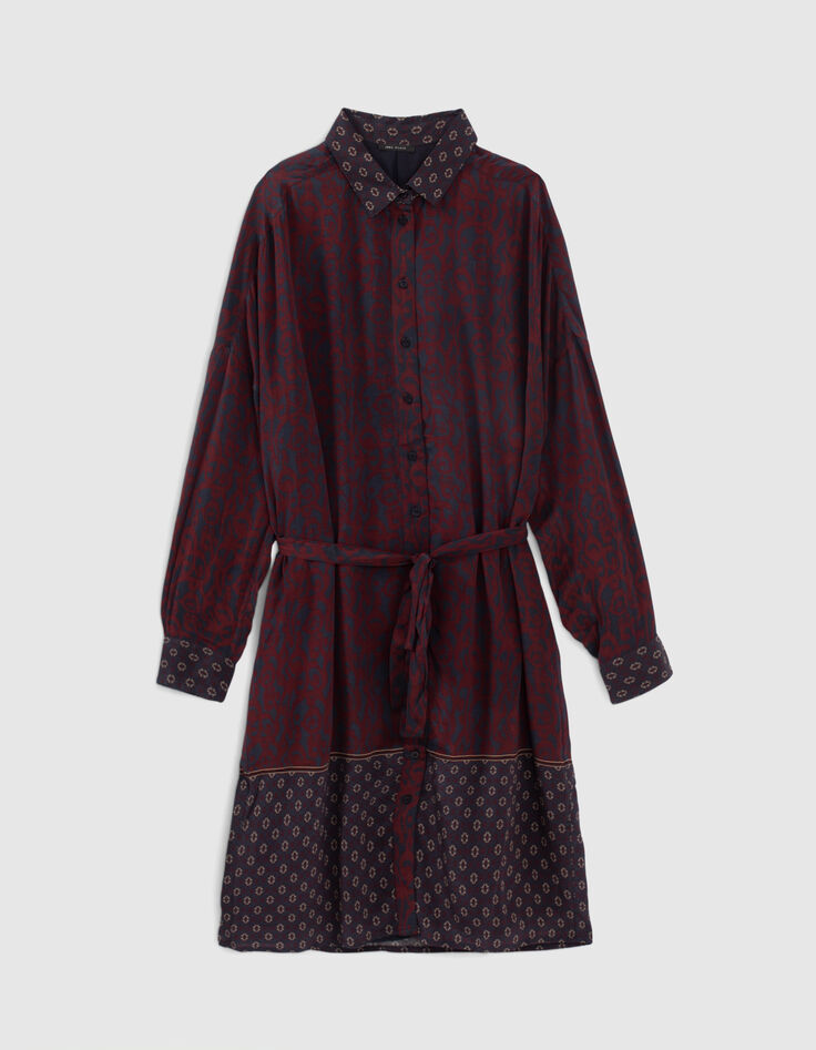 Robe chemise imprimé baroque avec ceinture femme-3
