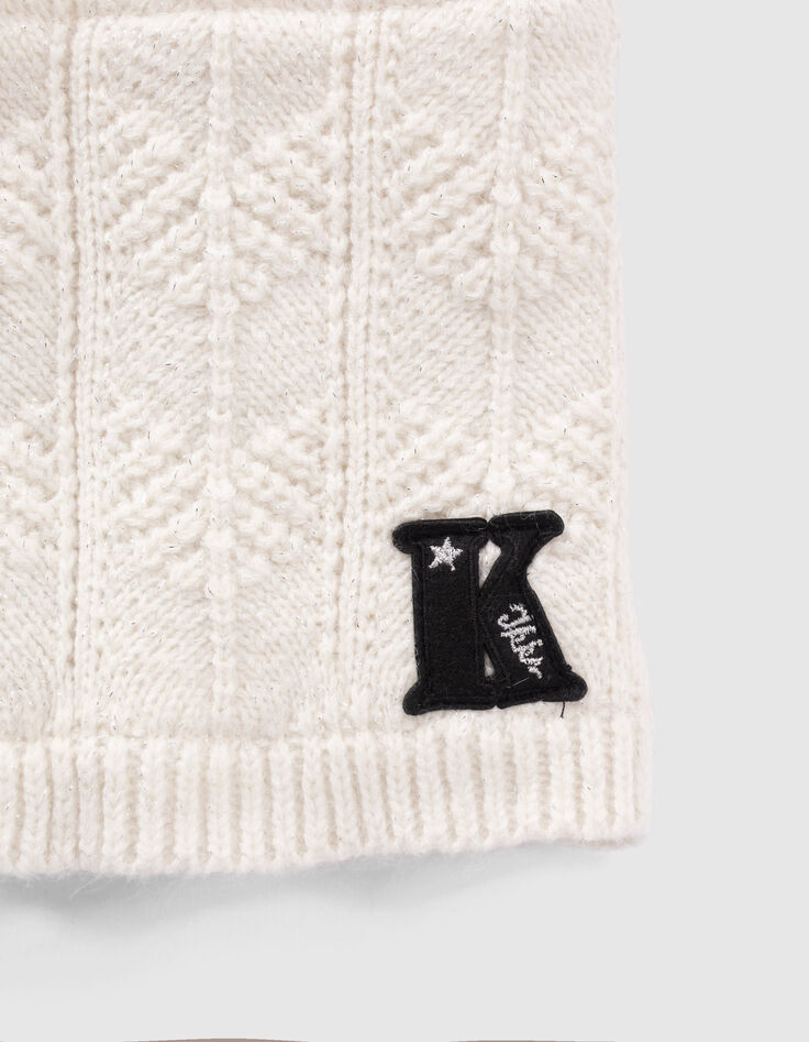 Cremewei&szlig;er M&auml;dchenstricksnood mit Lurex-4
