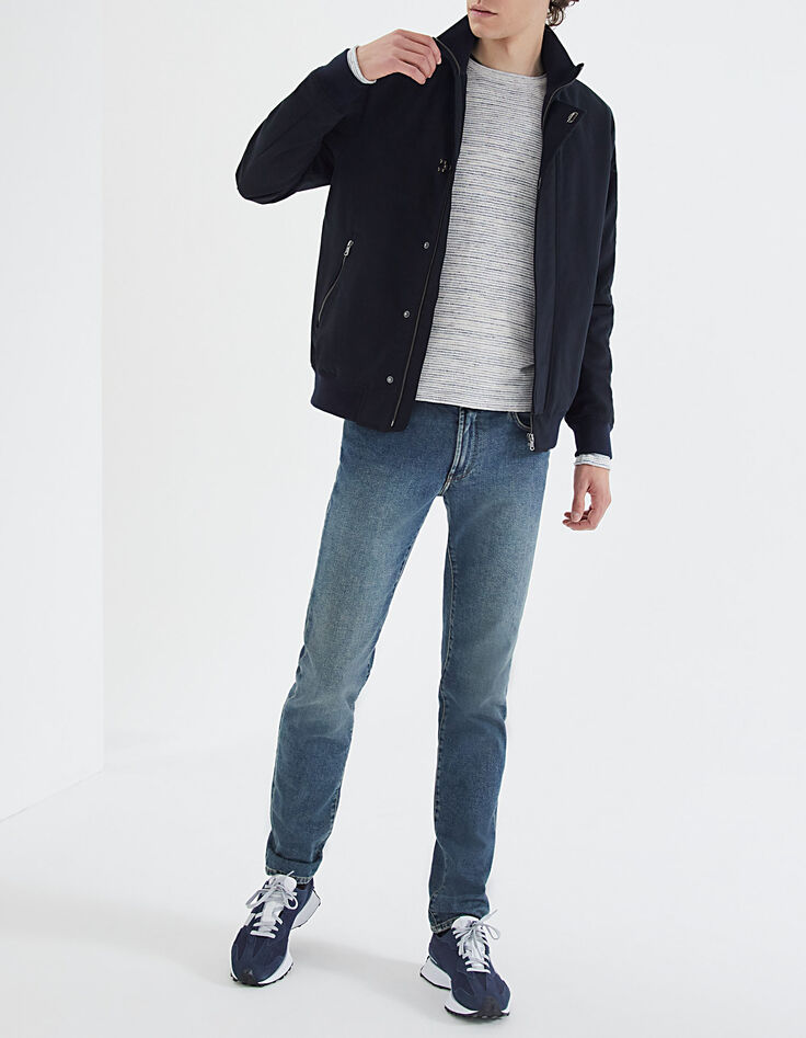 Men’s navy cotton bomber jacket-6