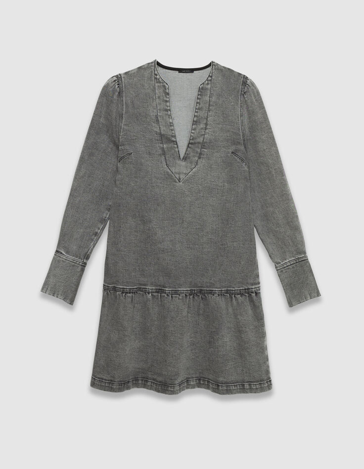 Vestido vaquero gris manga larga mujer-5