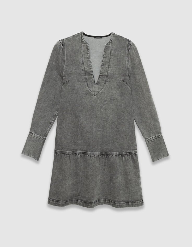 Vestido vaquero gris manga larga mujer-5 Vestido vaquero gris manga larga mujer-5