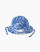 Chapeau réversible bleu et blanc bébé fille-3