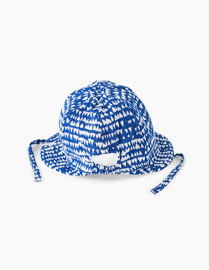 Chapeau réversible bleu et blanc bébé fille-3