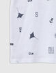 White organic cotton T-shirt with aquatic motifs for boy-5