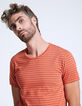 Orangefarbenes Herren-T-Shirt mit Streifenjacquard-4