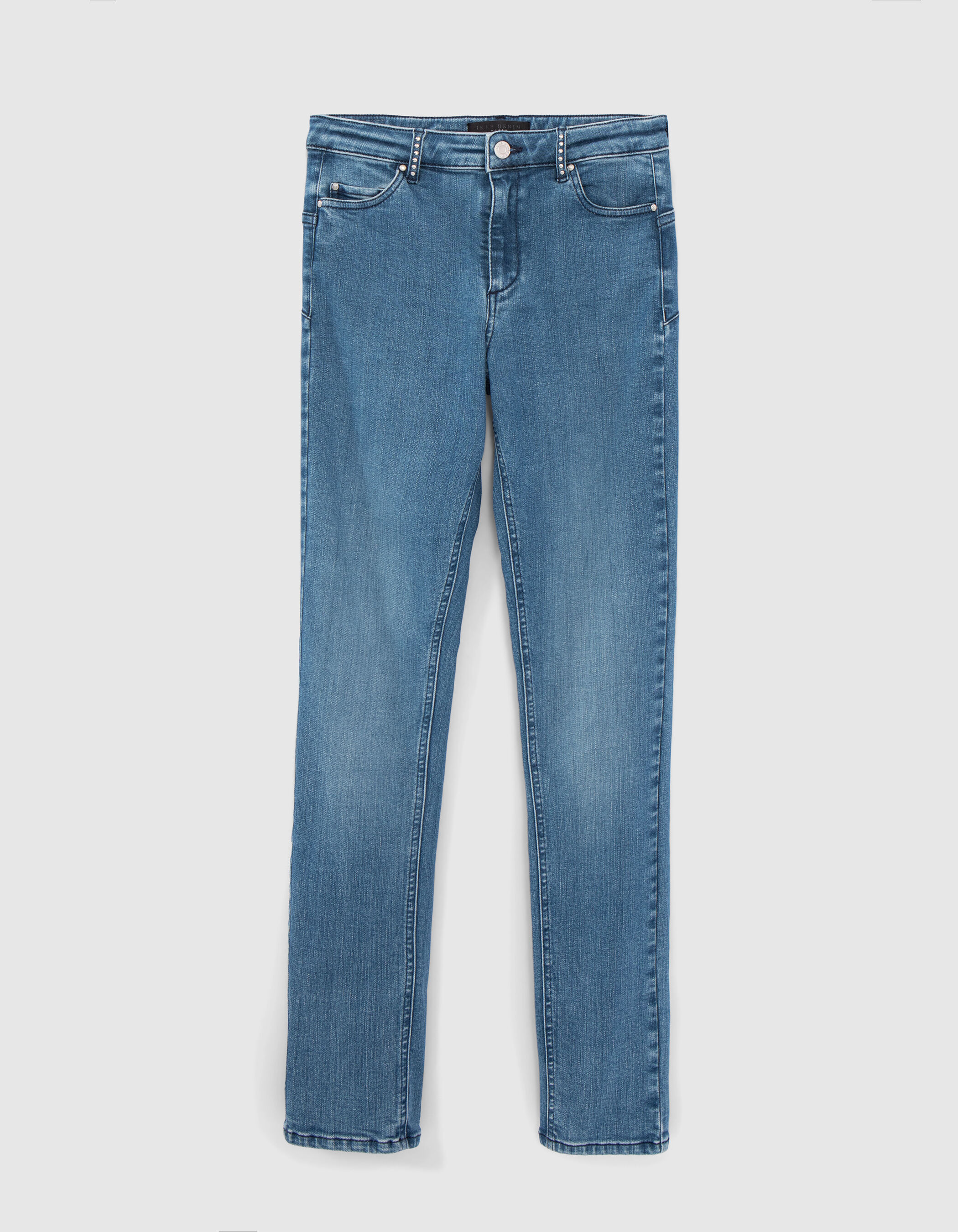 Women s blue powerstretch sculpt up slim jeans with stud IKKS