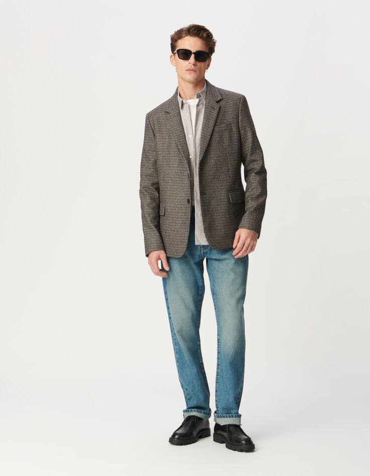 Blazer beige pata de gallo hombre-1