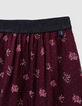 Kurzer, bordeauxroter Mädchenrock Blumenprint-2