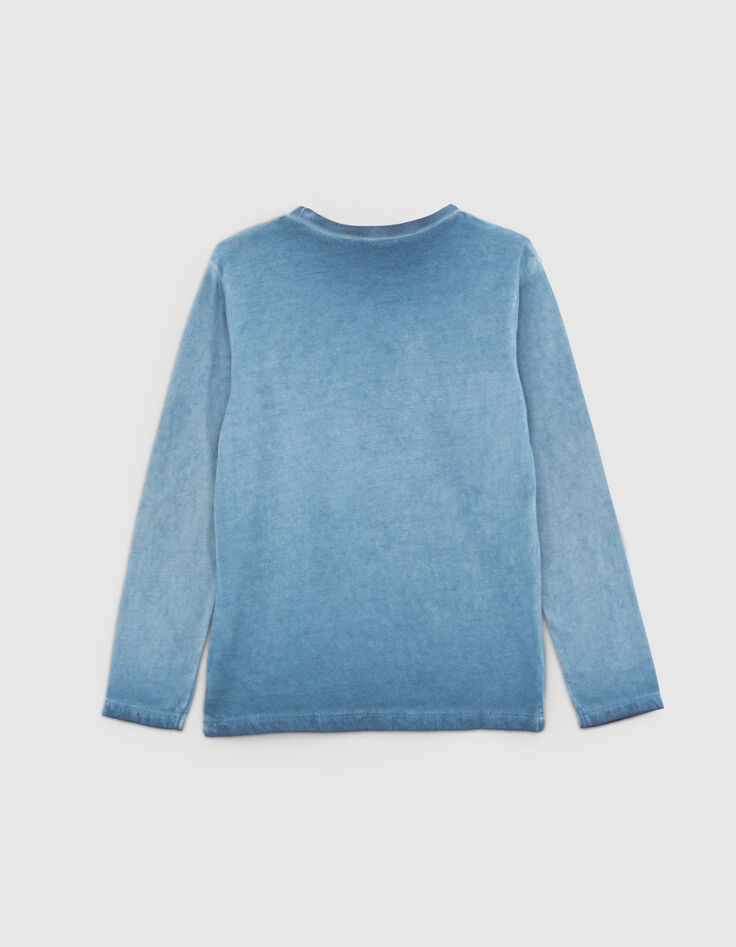 Stahlblaues Jungenshirt mit Wappen aus Wendepailletten-3