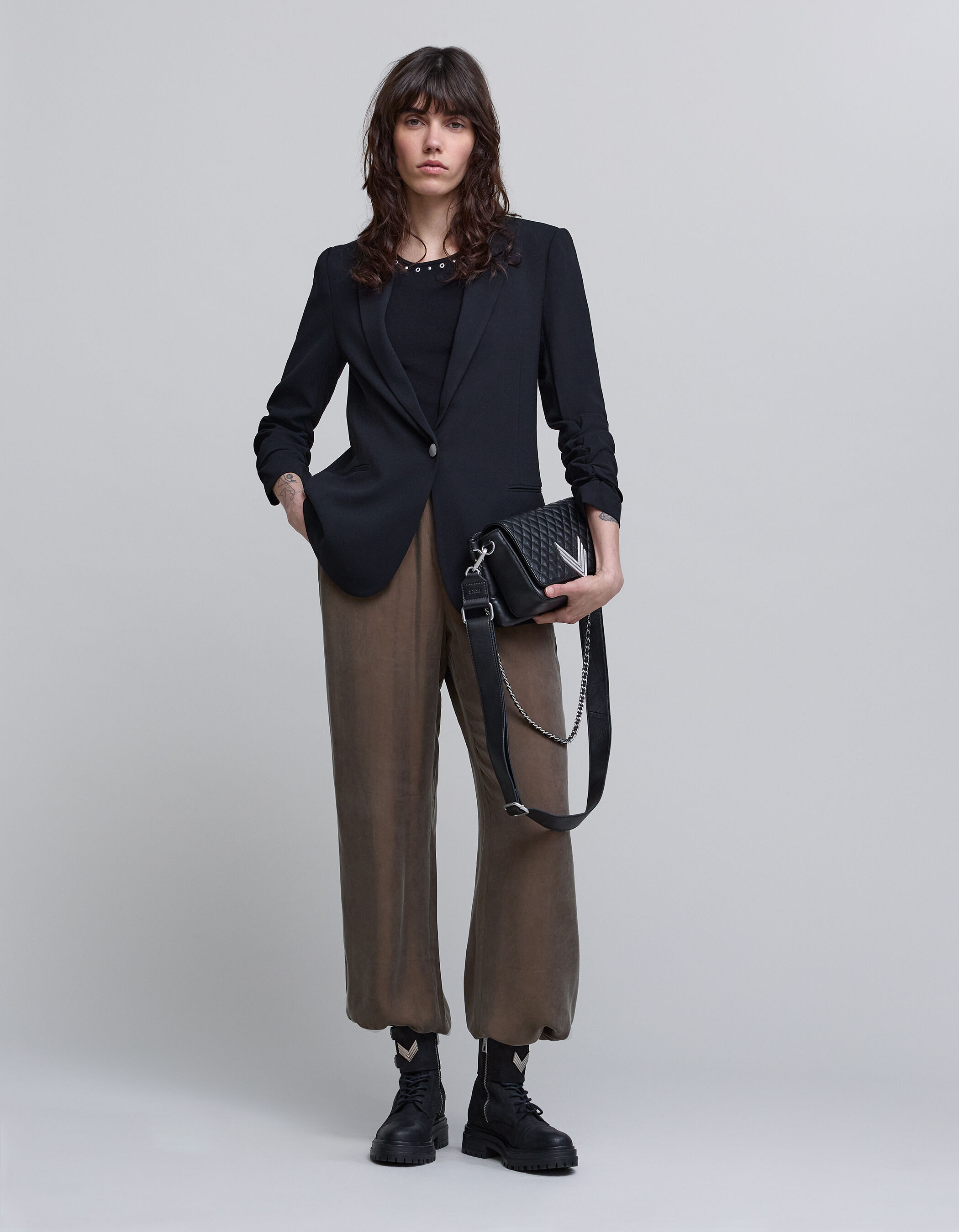 Schwarzer Damenchiffonblazer IKKS