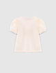 Girls’ white T-shirt with puff sleeves-3