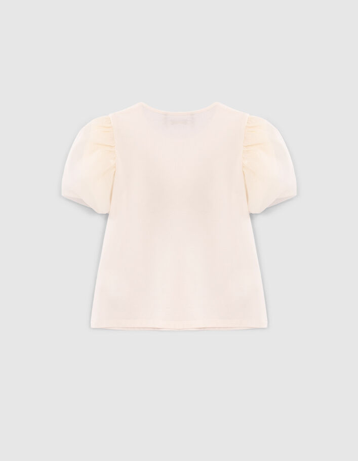 Girls’ white T-shirt with puff sleeves - IKKS