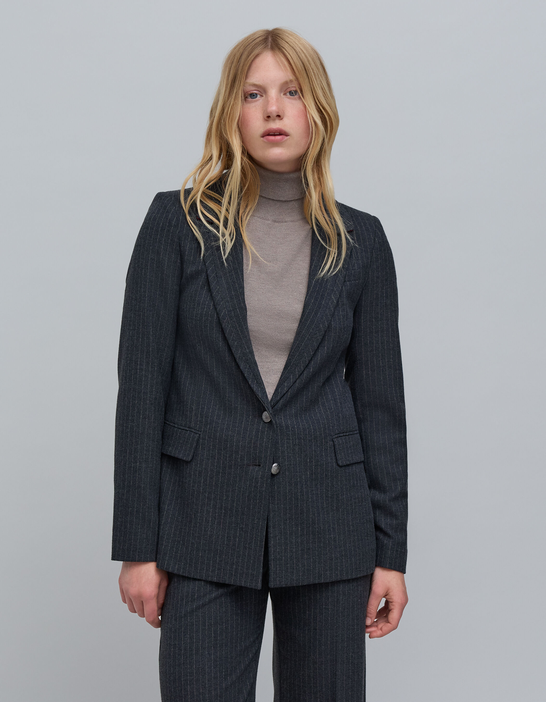 Women s gray tennis stripe suit jacket IKKS