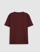 T-shirt bordeaux uni col rond Homme-2