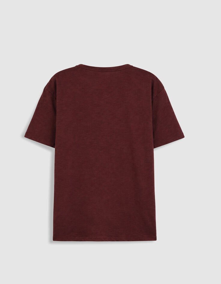 T-shirt bordeaux uni col rond Homme-2