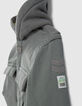 Kaki parka twee materialen babyjongens-4