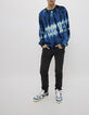 Men’s charcoal SLIM jeans with distressed patches-1
