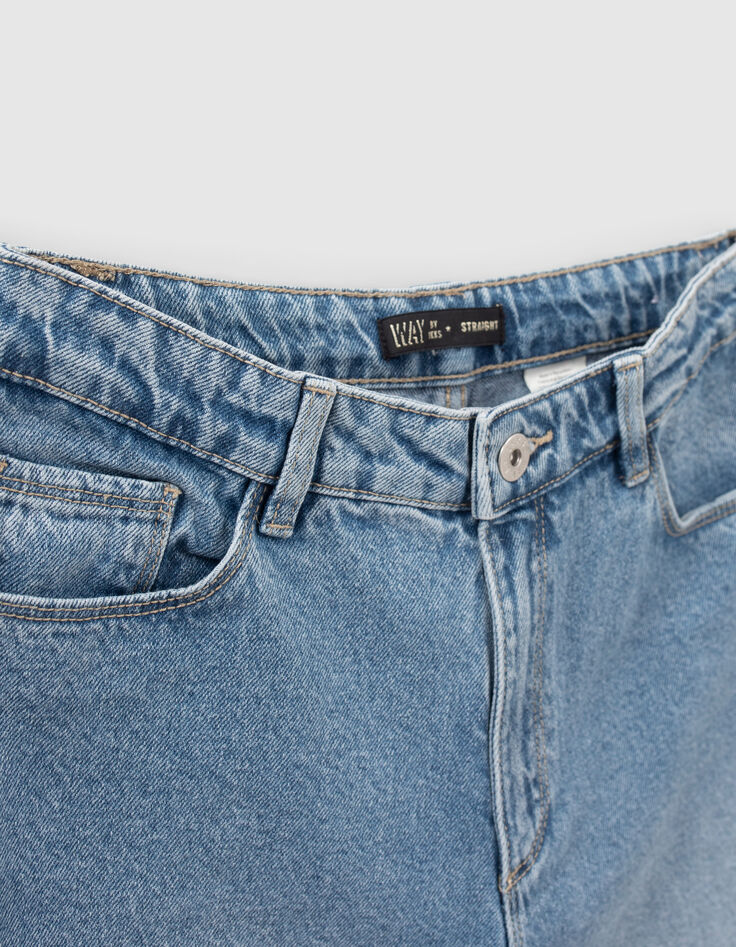 Jean droit bleu coton bio longueur 7/8ème fille-4