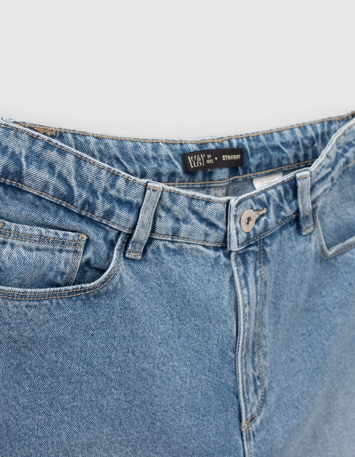 Rechte blauwe jeans biokatoen 7/8 lengte meisjes - IKKS